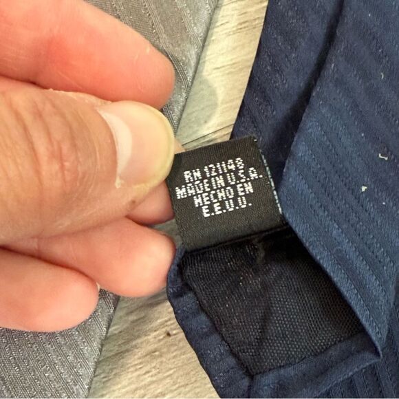 Gianfranco Rufini Italy Set of 2 Blue & Grey Textured Stripe Neck Ties - Picture 4 of 6